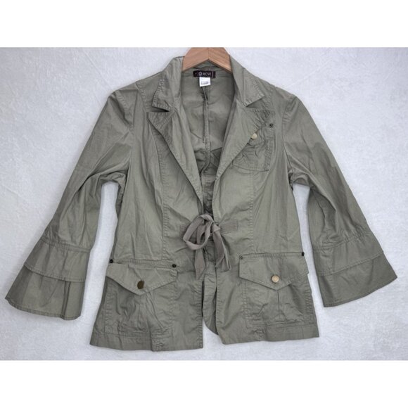 XCVI Women's Green Lightweight Utility Tie Front Jacket Size Large - Picture 7 of 13